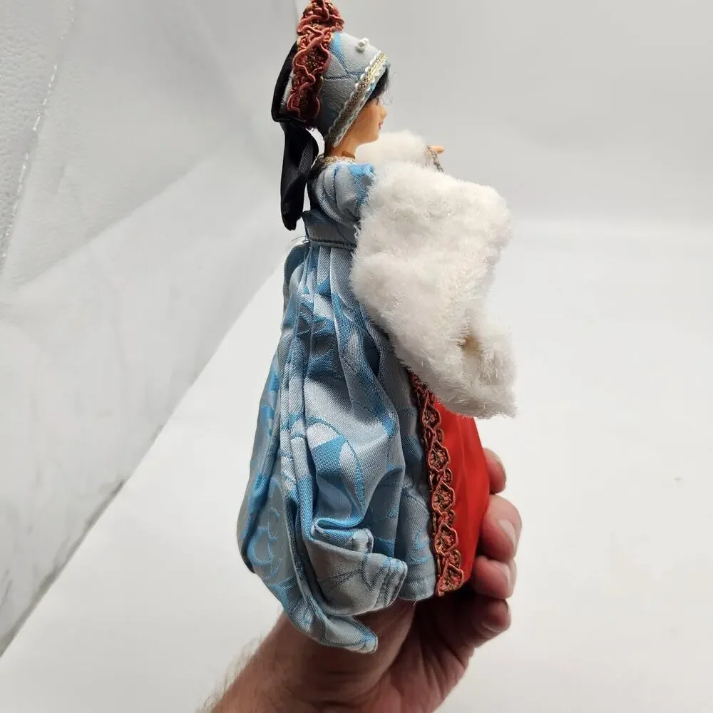 Vintage Peggy Nisbet Costume Lady Doll Blue Red Gown Fur Trim Made In‎ England